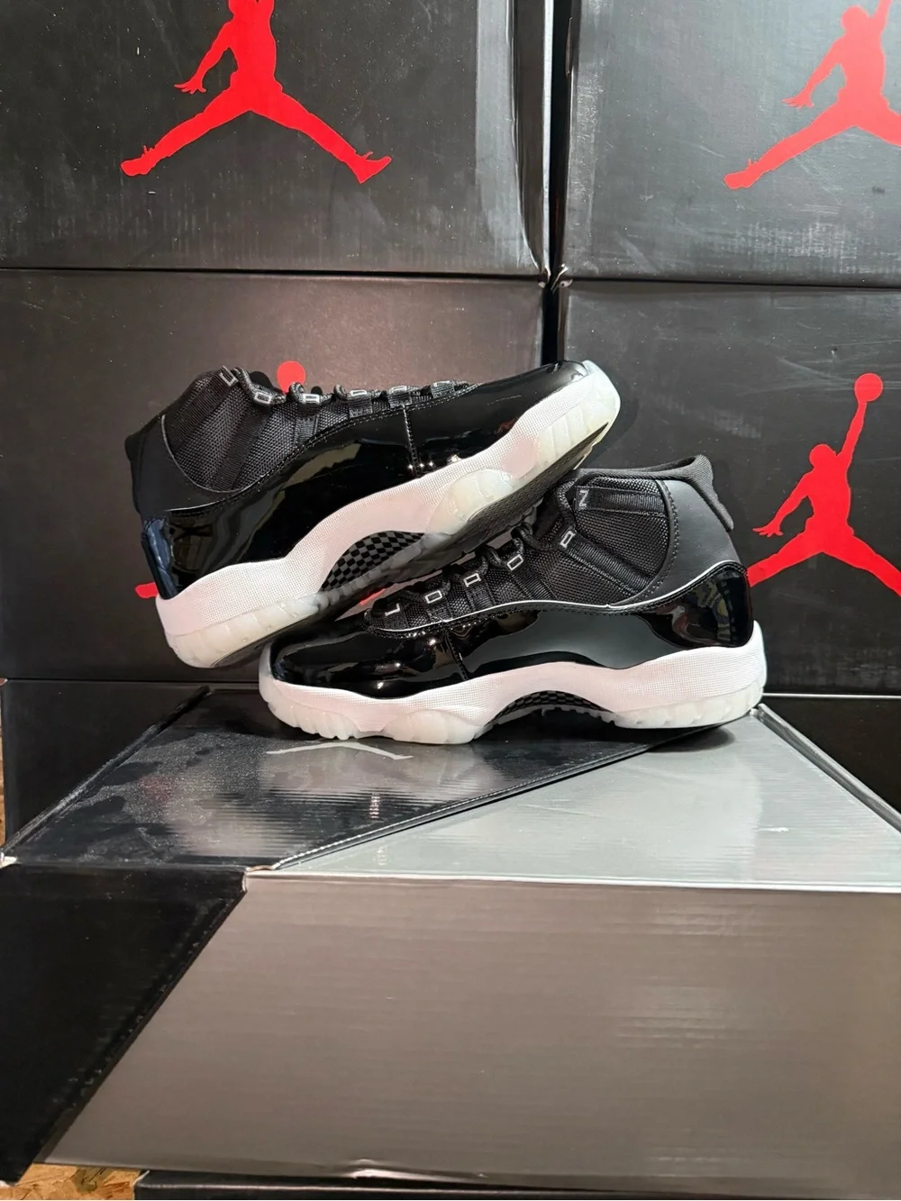 Jordan Retro 11 Jubilee Men's Black and White Retro Basketball Sneakers